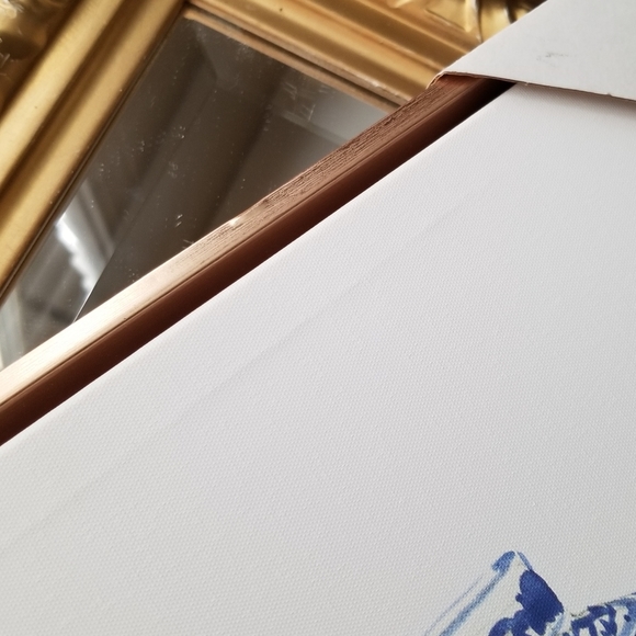 ❗Blue White Floral Chinese Style Vase Canvas Artwork with Gold Trim Frame❗ - Picture 7 of 9